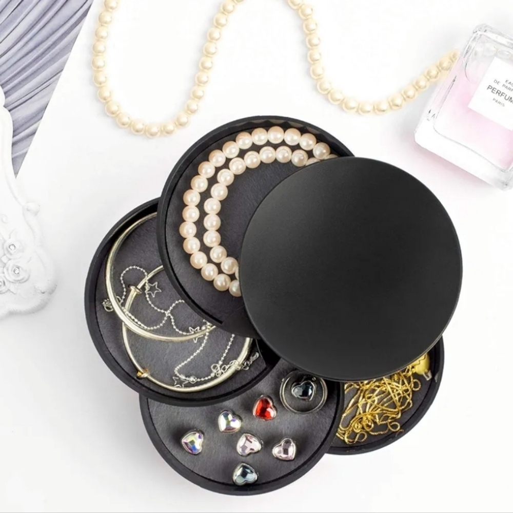 Black 4-Layer Rotating Jewelry Organizer